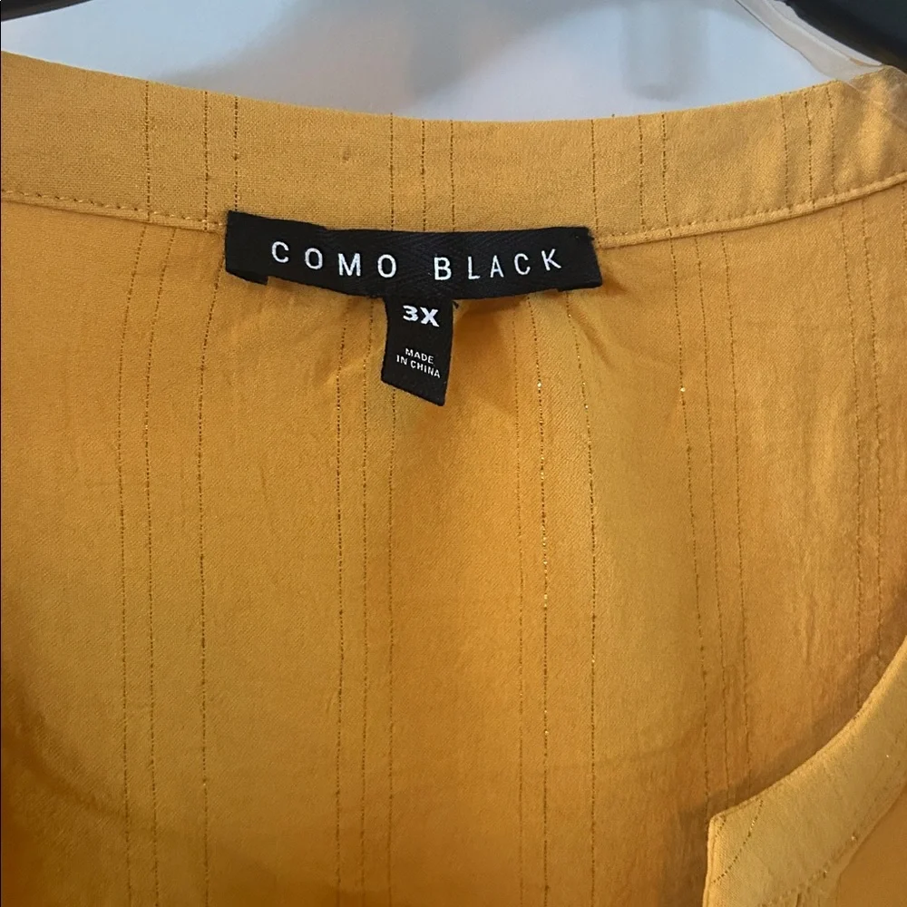 COMO BLACK Yellow Gold Striped Blouse top Womens Plus Size 3X NWT